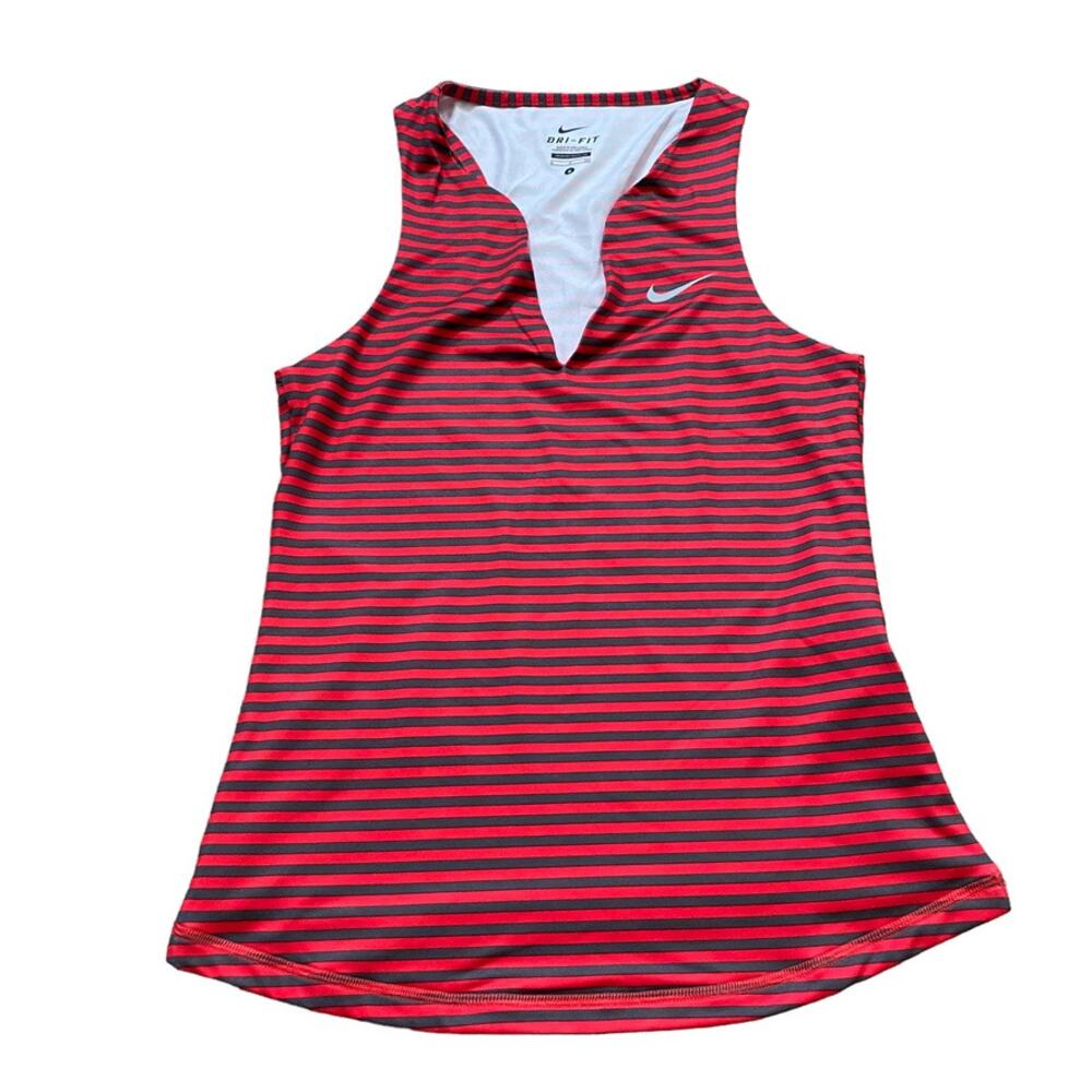 Nike Tank V-Neck Red Striped S- Pickleball Tennis Running